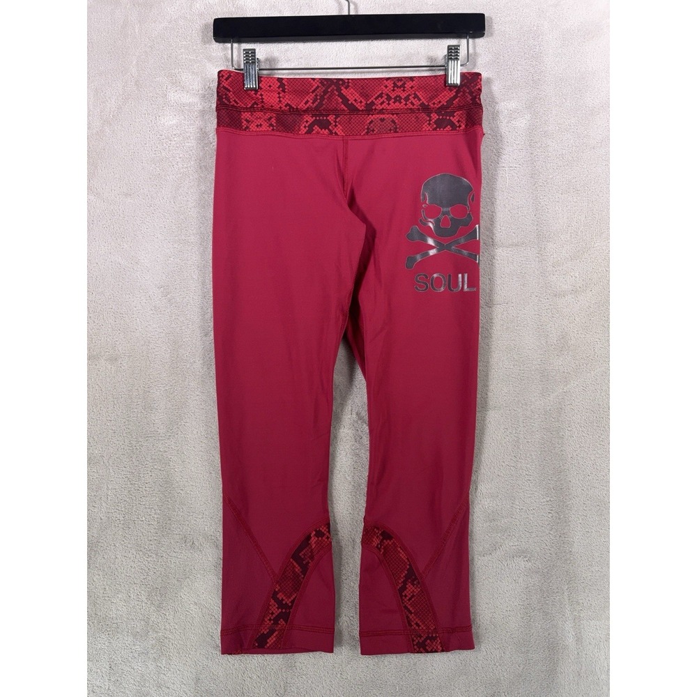 Lululemon Crop Leggings Womens 6 Red Skull Snake Print Athletic Compression